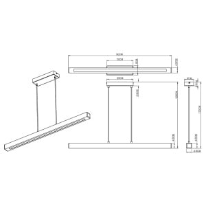 Lustra tip pendul Tibeon, LED, metal/plastic/lemn masiv, maro inchis/negru, 8 x 120 x 90 cm