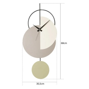 Madeco ceas decorativ de perete, metal 100% grosime 1.5mm, 68x31 cm, diametru 68 cm, mecanism silentios, pictat manual, gri - Verificat A · Re-Bloom - Img 2
