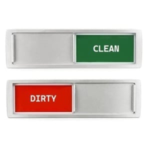 Magnet Clean/Dirty pentru masina de spalat vase/rufe Charles Daily, alb/verde/rosu, 17,5 x 5 cm