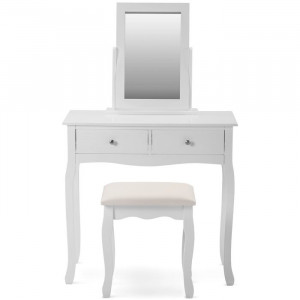 Masa de toaleta Giddens, cu oglinda, alb, 127 x 80 x 40 cm - Img 3
