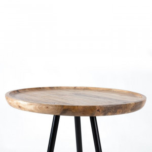 Masă laterală Ursula, lemn/metal, negru/maro, 60 x 52 x 52 cm - Img 3