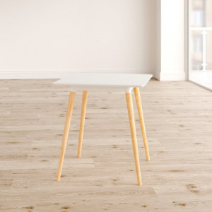 Masa Sinclair, lemn masiv, alb/maro, 79 x 79 x 75 cm - Img 2