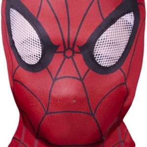 Masca pentru Halloween Molezu, model Spiderman, textil, rosu/negru/alb, marimea L