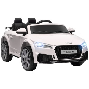 Masina electrica copii Re-Bloom Audi TT, 12V 30W, PP/metal, 102x60x44 cm, telecomanda, portiere, faruri LED, varsta 3-5 ani, 25 kg, alb - Verificat A · Re-Bloom