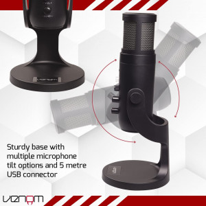 Microfon pentru streaming Venom, LED, plastic, negru