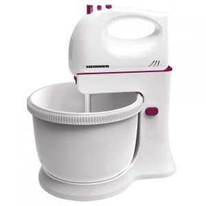 Mixer cu bol Heinner Charm HMB-350BG, Putere 300W, 5 viteze + turbo, Alb/Visiniu