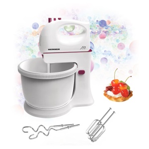 Mixer cu bol Heinner Charm HMB-350BG, Putere 300W, 5 viteze + turbo, Alb/Visiniu - Img 2