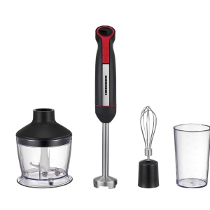 Mixer vertical Heinner HHB-DC1200BKRD, 1200w, motor DC, viteza variabila + turbo, picior blender inox, lame inox, accesorii: tel, tocator (500ml), cana mixat (600ml), negru/rosu, Resigilat, Grad B