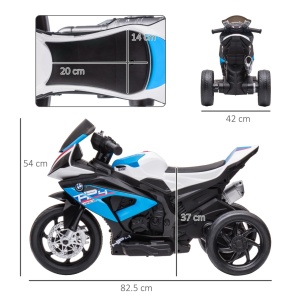Motocicleta electrica copii Re-Bloom BMW HP4, 6V 30W, PP/metal, 82.5x42x54 cm, 3 roti, muzica, autonomie 45 min, varsta 18-60 luni, 30 kg, albastru/rosu/negru - Verificat A · Re-Bloom - Img 2