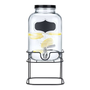 Navaris dozator bauturi 5L, suport metalic negru, robinet inox, sticla, Transparent/Negru - Verificat A · Re-Bloom - Img 2
