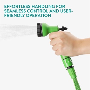 Navaris furtun gradina extensibil 11.25-22.5m, pistol 7 functii, rezistent UV, presiune max 10 bar, auto-contractabil, 1.15kg, verde - Verificat A · Re-Bloom - Img 2