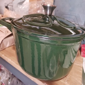 Navaris oala din fonta emailata, cuptor/plita/inductie, Ø24cm, 3.5L, Verde inchis - Verificat A · Re-Bloom - Img 6