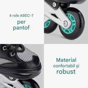 Navaris patine cu role reglabile, 4 roti poliuretan ABEC-7 70mm, marime 35-38, catarama push-lock + velcro, frana interschimbabila, unelte incluse, albastru - Verificat A · Re-Bloom - Img 5