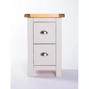 Noptiera Astrid, lemn masiv/PAL/metal, alb/maro/argintiu, 32 x 35 x 56 cm