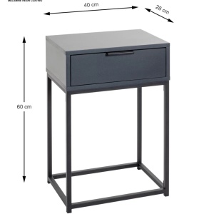 NOPTIERA ILVA, antracit, negru metal, material pe bază de lemn, 40/60/28 cm - Img 5