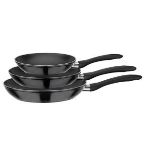 Nova set 3 tigai aluminiu ø20/24/28 cm, acoperire antiaderenta, compatibile inductie, gaz, vitroceramica, negru - Verificat A · Re-Bloom