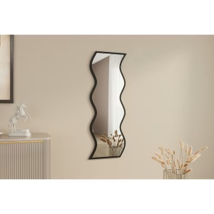 Oglinda de perete Re-Bloom, MDF/sticla, negru, 40 x 120 x 2,2 cm - Img 2