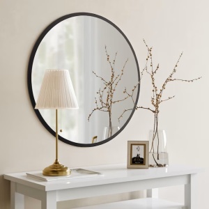 Oglinda de perete Re-Bloom, MDF/sticla, negru, 60 cm