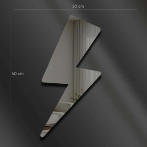 Oglinda decorativa de perete Re-Bloom, model fulger, plexiglas/EVA, gri fumuriu, 30 x 60 cm - Img 2