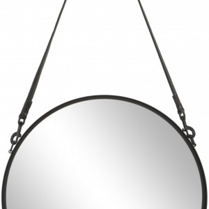 Oglinda Liz cu curea din piele, negru, 80 x 80 cm - Img 4
