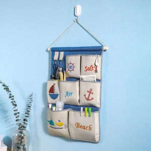 Organizator de perete Simpletome, textil, alb/albastru, 35 x 50 cm