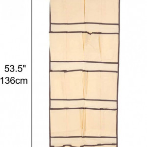 Organizator pentru imbracaminte/incaltaminte Sourcing Map, textil, bej/maro, 136 x 48 cm - Img 4