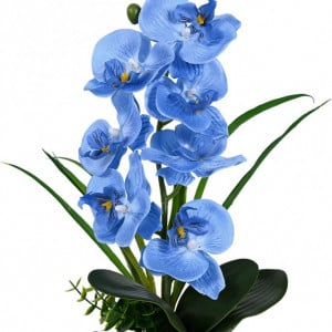 Orhidee artificiala RENATUHOM, albastru/verde, matase/plastic/ceramica, 11 x 16 x 38 cm - Img 6
