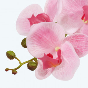 Orhidee artificiala RENATUHOM, roz/verde/argintiu, matase/plastic/portelan, 49 cm - Img 4