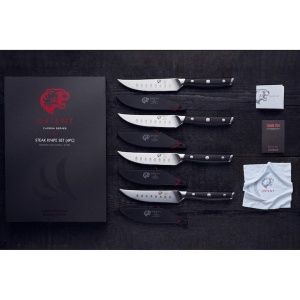 Orient Carbon Series set 4 cutite pentru friptura 13 cm, otel inoxidabil german X50 Ultra+, lama monostrat, duritate 56 HRC, maner POM, negru - Verificat A · Re-Bloom - Img 5