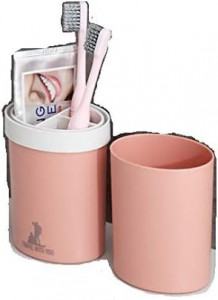 Pahar pentru periutele de dinti MAOYE, polipropilena, roz/alb, 20 x 7,5 cm