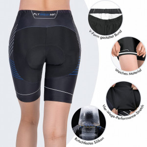 Pantaloni scurti de ciclism pentru dama Cycord, nailon/lycra, negru/albastru, marimea M - Img 3