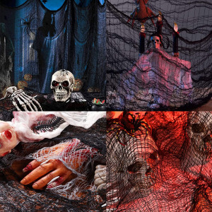 Panza de decorare pentru Halloween Heygelo, negru, poliester, 200 x 500 cm - Img 4