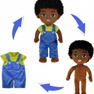 Papusa afro-americana pentru copii JUSTQUNSEEN, poliester, multicolor, 50 cm - Img 5