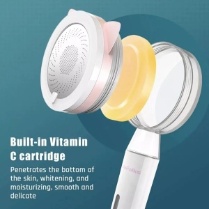Para de dus cu vitamina C HolaFolks, plastic, alb/roz, 27,4 x 9 cm - Img 4