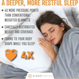 Patura grea antistress Sleep Mantra, poliester, 6,8 kg, gri, 122 x 183 cm - Img 3