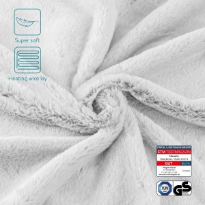 Patura termica electrica Navaris, gri, pufoasa, lavabila, 9 nivele de caldura, oprire automata, 180x130 cm, Resigilat, Grad A - Img 2