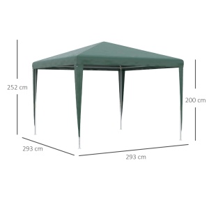 Pavilion de gradina portabil Re-Bloom, otel/PE, 293x293 cm, inaltime acoperis 252 cm, anti UV, 4 corzi+8 tarusi inclusi, verde - Verificat A · Re-Bloom - Img 2