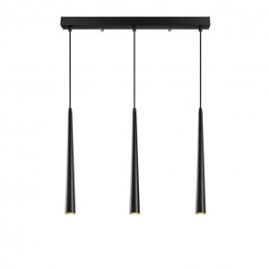Pendul Exton 3, LED, forma con, metal, negru, 135 x 5 x 58 cm