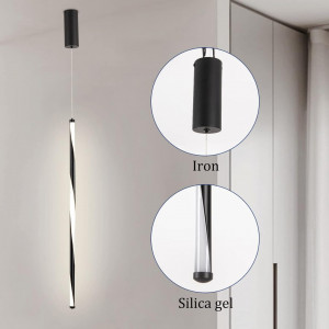 Pendul LED MQHOBO, silicon/metal, negru, 78 x 6 cm - Img 3