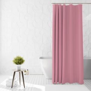 Perdea de dus Ella Home cu 12 inele, poliester, rezistenta la apa, roz, 180x200 cm