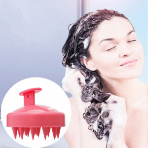 Perie pentru masajul scalpului Yokamira, silicon, rosu, 8 x 7 cm - Img 3