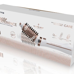 Perie rotativa cu aer cald Rowenta Brush Activ Ultimate Care CF9720F0, tehnologie Careful Heat, invelis quart ceramic si tehnologie Ionic Booster, design compact si ergonomic, 3 trepte de temperatura/viteza, Resigilat, Grad A