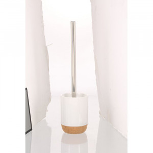 Perie și suport de toaletă Corc, ceramica, alb, 37,5 x 9,5 x 9,5 cm - Img 3