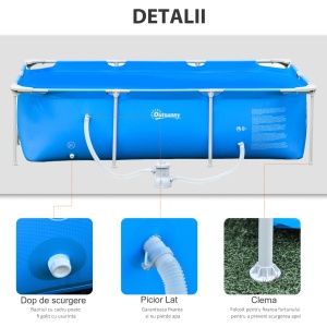 Piscina pentru adulti Re-Bloom, PVC 1000D/otel, 252x152x65 cm, pompa 20W inclusa, cablu 2.2m, certificata CE, albastra - Verificat A · Re-Bloom - Img 4