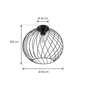 Plafoniera Lindby Danika, Metal Negru, Design Industrial Tip Colivie, Soclu E27, Diametru 40cm - Img 2