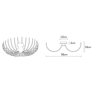 Plafoniera Scoles, metal, alb/auriu, 16 x 56 x 56 cm