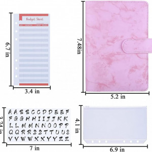 Planificator de buget cu accesorii si etichete Iycorish, PU/hartie/plastic, roz, 19 x 13 cm - Img 2