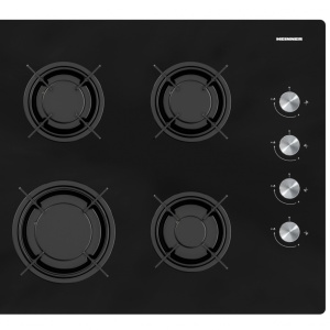 Plita incorporabila Heinner HBH-M402IEGBK, Gaz, 4 arzatoare, Latime 60cm, Aprindere electrica, Sticla neagra
