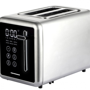 Prajitor de paine Heinner HTP-DD900BKSS, 900W, Panou digital cu control touch, Capacitate 2 felii, 7 niveluri de rumenire, Inox