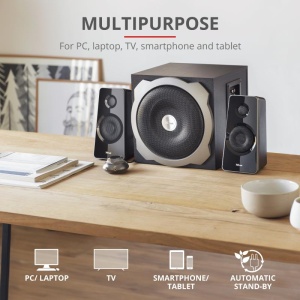 Produs Resigilat Boxe Trust Tytan 2.1, lungime cablu audio 175 cm, intrare audio 3.5 mm, frecventa raspuns 20 Hz, 20.000 Hz, putere maxiam RMS 120 W, impendanta 4 Ohm, negru - Img 5